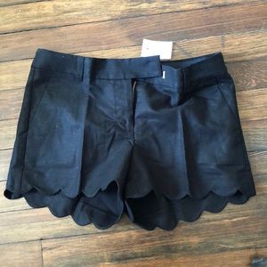 J.crew black scallop shorts NEW WITH TAGS